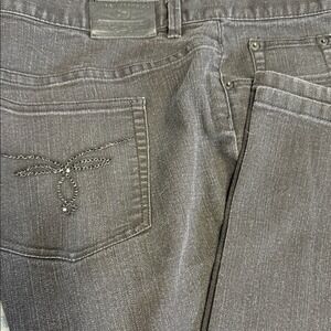 Lauren Jeans Co. Ralph Lauren Modern Slim Jeans 22W‎ Gray Rhinestone Bow Pockets